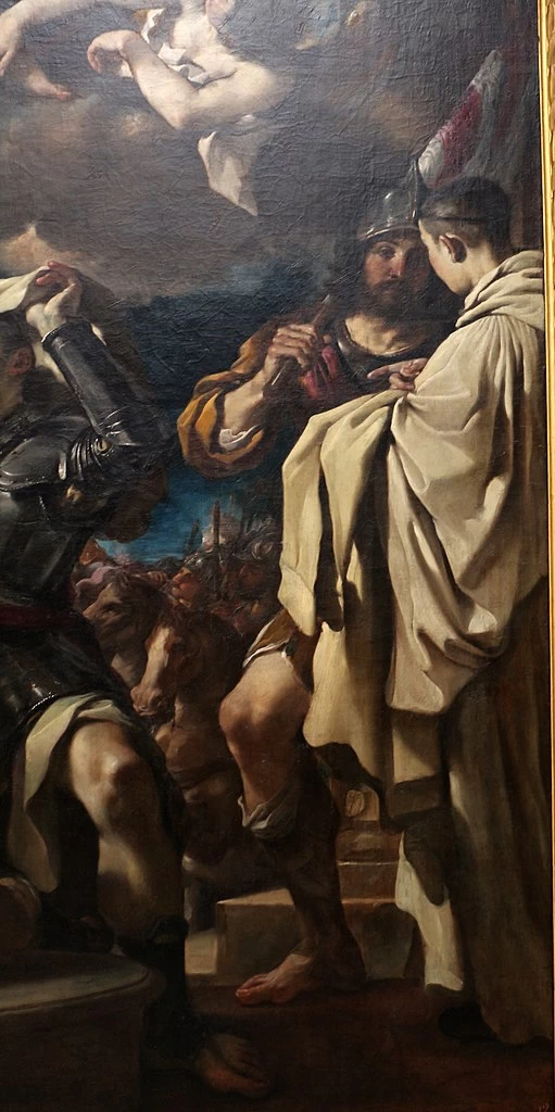 Giovanni Francesco Barbieri, il Guercino - 410, San Guglielmo d'Aquitania che riceve il cappuccio, 1620, Pinacoteca Nazionale, Bologna, dettaglio 1